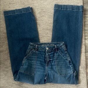 American Eagle Outfitters Women's Dark Blue Flare Jeans